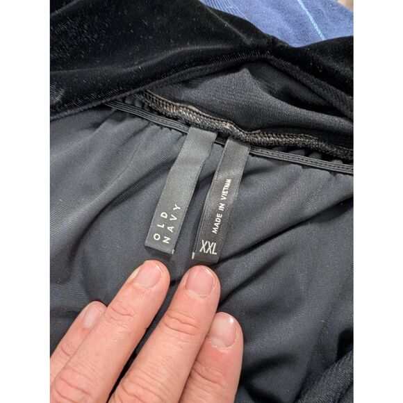 Old Navy Velvet Dress women's XXL black plunge sleeveless‎ LBD whimsigoth punk - Picture 4 of 6